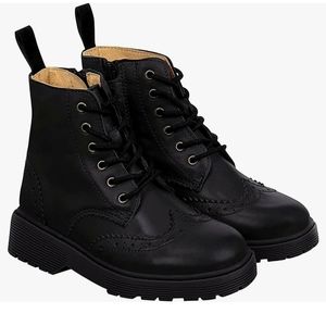 Zby Kid's Combat Ankle Boots Lace up Lug Sole